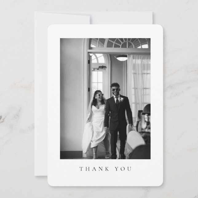 Classic Wedding Photo Rounded Thank You Card (Front)