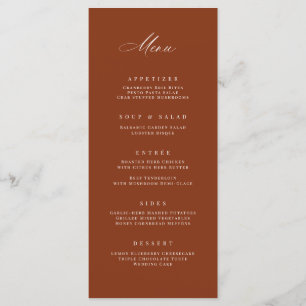 Classic Wedding Reception Party Meal Menu Card