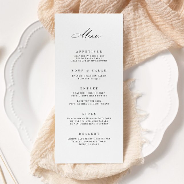 Classic Wedding Reception Party Meal Menu Card (Creator Uploaded)