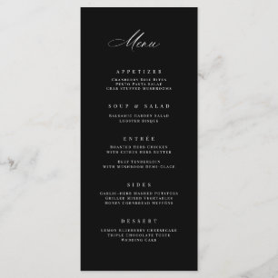 Classic Wedding Reception Party Meal Menu Card