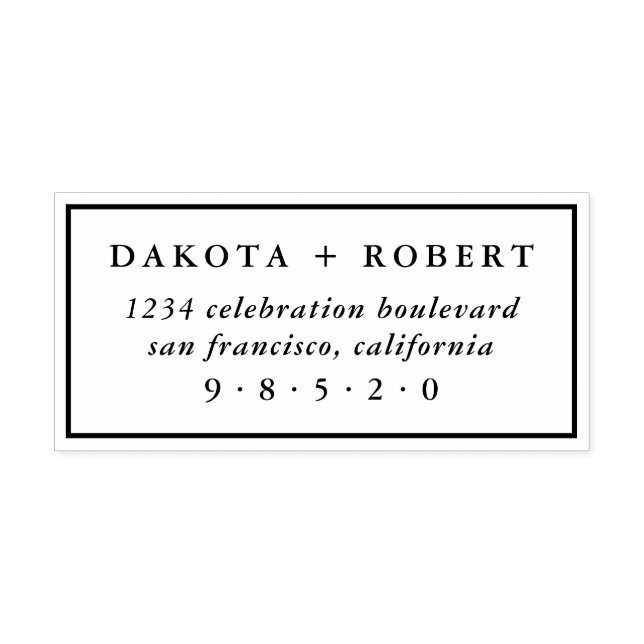 Classic Wedding Return Address Rubber Stamp (Imprint)