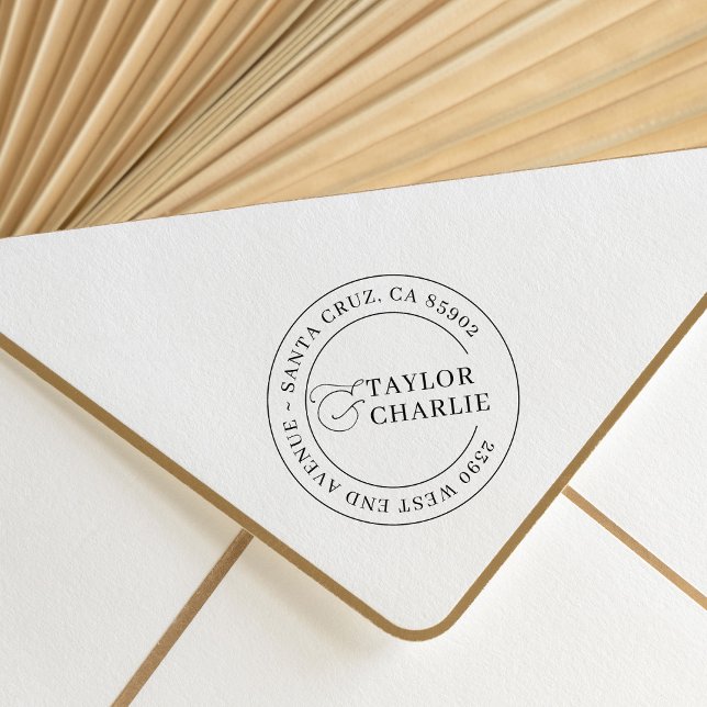 Classic Wedding Round Return Address Rubber Stamp (Creator Uploaded)