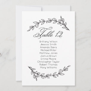Classic wedding seating chart. Table plan 12 Invitation