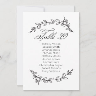 Classic wedding seating chart. Table plan 20 Invitation