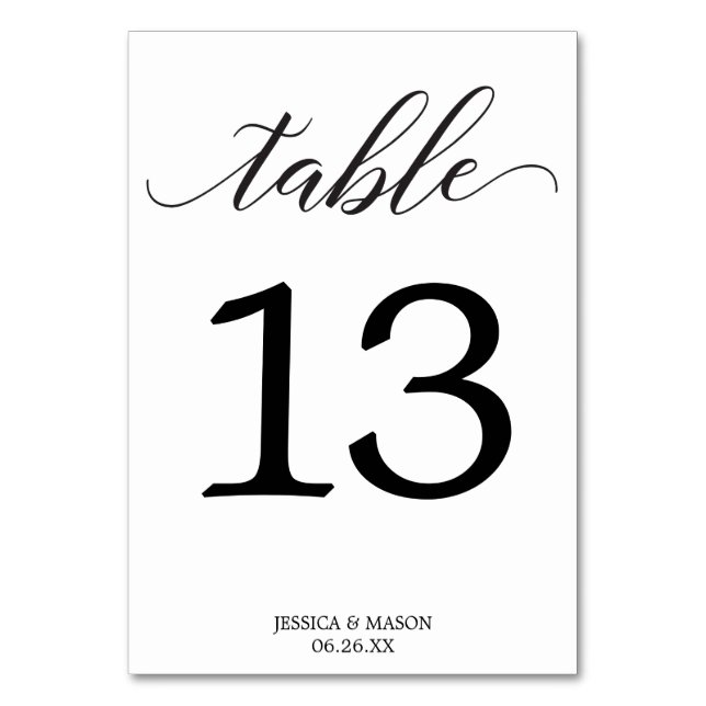 Classic Wedding Table Numbers Double Sided (Front)