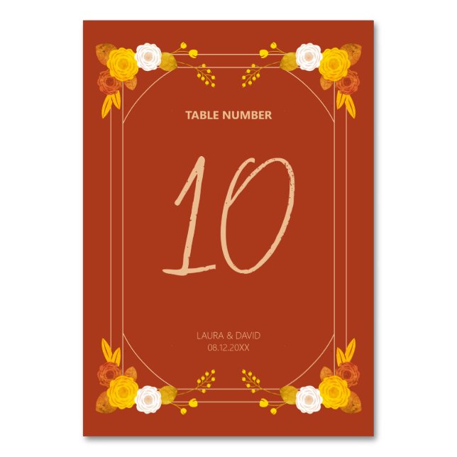 Classic Wedding Theme  Table Number (Front)