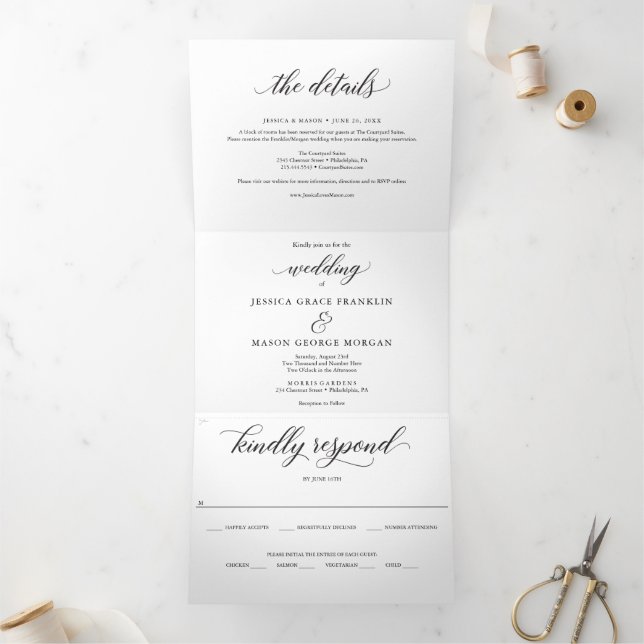 Classic Wedding Tri-Fold Invitations (Inside)
