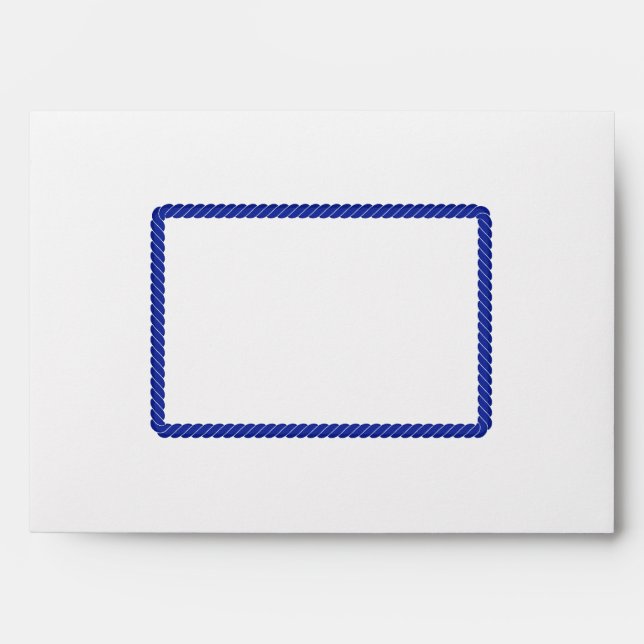 Classic Wedding White Blue Rope Watercolor Stripe Envelope (Front)