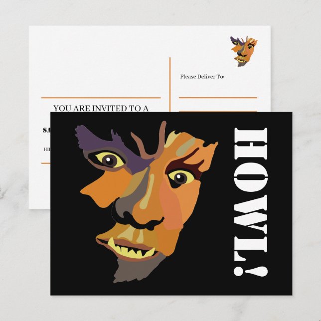 Classic Werewolf, Halloween Party Invitation (Front/Back)
