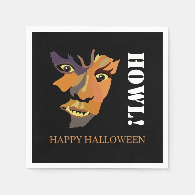 Classic Werewolf,  Happy Halloween Napkin (Front)