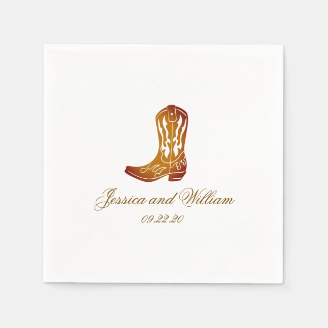Classic Western Dark Brown Wedding Napkin (Front)
