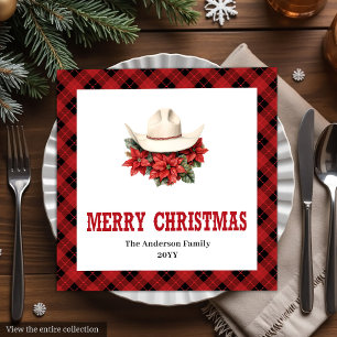 Classic Western Red Black Christmas Napkins