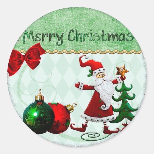 Classic Whimsey Christmas GIFT Round Sticker (Front)