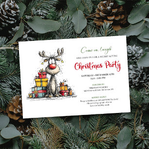 Classic whimsical reindeer Christmas party invite