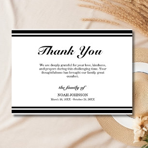 Classic White and Black Border Memorial Thank You Card