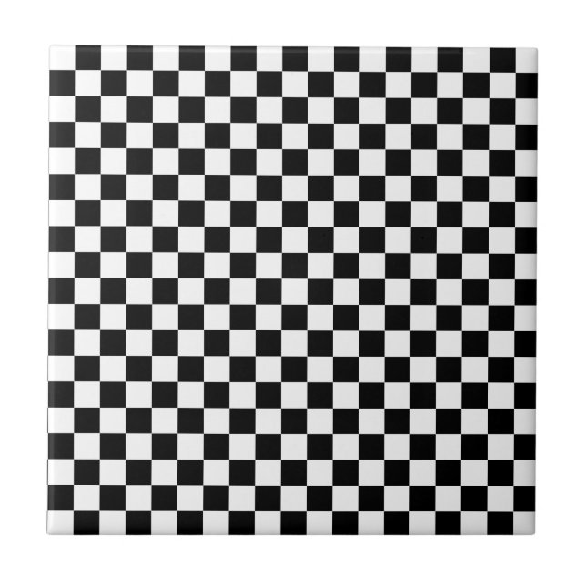 Classic White and Black Square Box Stylish Pattern Tile (Front)