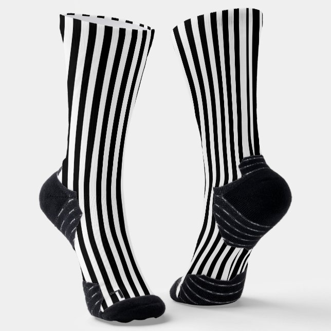Classic White and Black Stripe Decorative Socks (Angled)