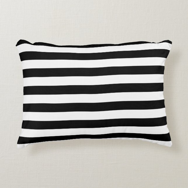 Classic White and Black Stripe Pattern Decorative Cushion (Front)