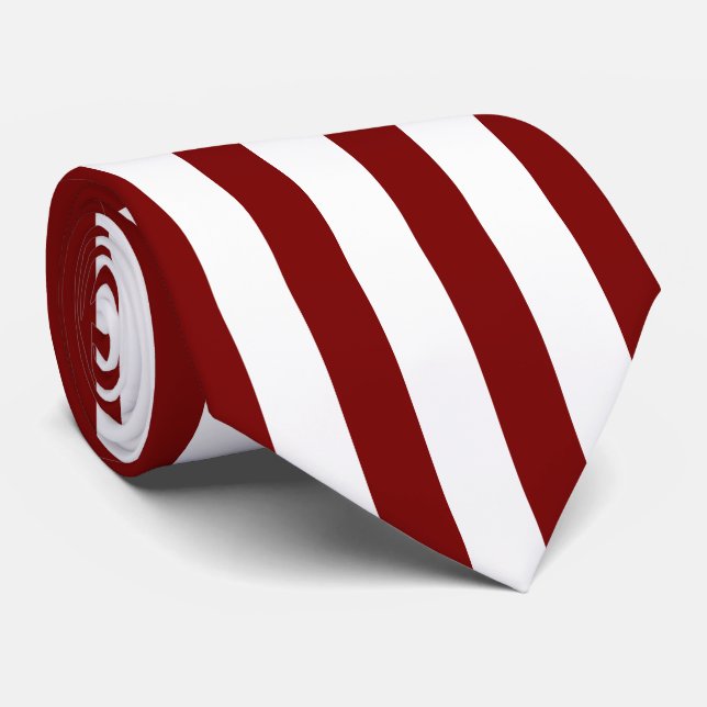 Classic White and Deep Red Striped Stylish Tie (Rolled)