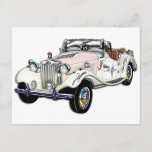 Classic White and Gold MG Convertible Postcard