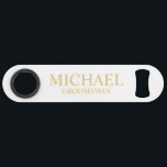 Classic White and Gold Personalised Groomsman<br><div class="desc">Classic White and Gold Personalised Groomsman Gifts featuring personalised groomsman's name and title in gold classic serif font style. Also perfect for Best Man, Father of the Bride and more. Please Note: The foil details are simulated in the artwork. No actual foil will be used in the making of this...</div>