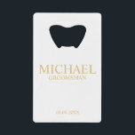 Classic White and Gold Personalised Groomsman<br><div class="desc">Classic White and Gold Personalised Groomsman Gifts featuring personalised groomsman's name, title and wedding date in gold classic serif font style. Also perfect for Best Man, Father of the Bride and more. Please Note: The foil details are simulated in the artwork. No actual foil will be used in the making...</div>