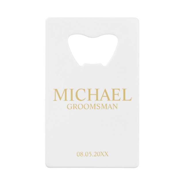 Classic White and Gold Personalised Groomsman (Front)