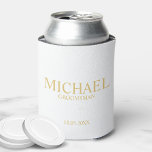 Classic White and Gold Personalised Groomsman Can Cooler<br><div class="desc">Classic White and Gold Personalised Groomsman Gifts
featuring personalised groomsman's name,  title and wedding date in gold classic serif font style.

Also perfect for Best Man,  Father of the Bride and more.</div>