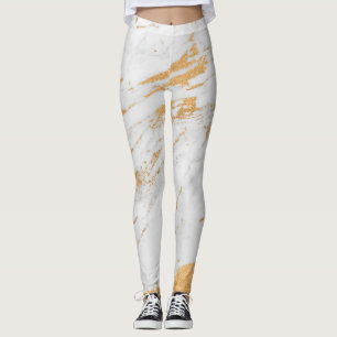 Classic white and gold stone leggings