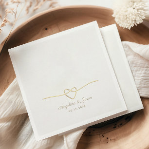 Classic White and Gold Wedding Napkins