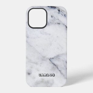 Classic white and grey faux marble background iPhone 12 pro case