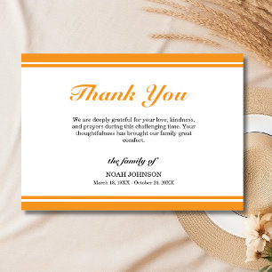 Classic White and Orange Border Memorial Thank You Card