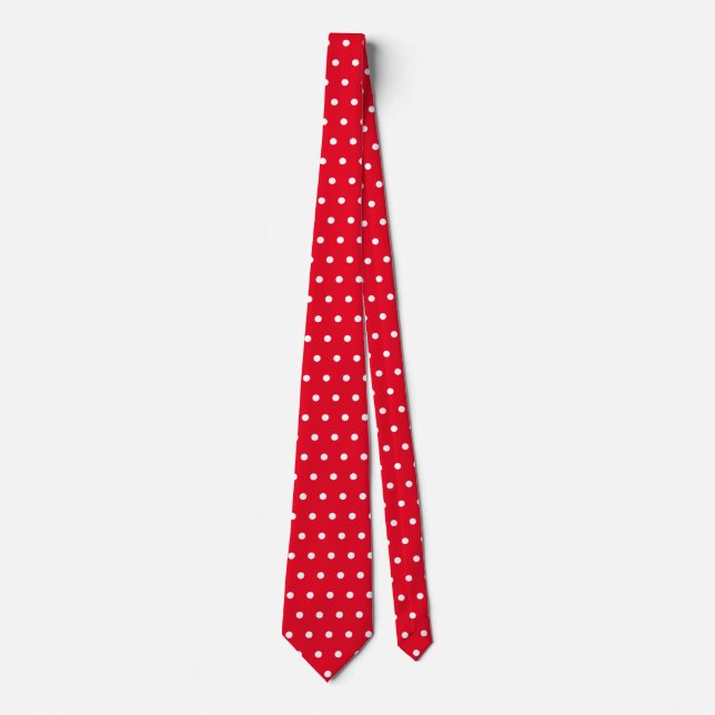 classic white and red dotted neck tie (Front)