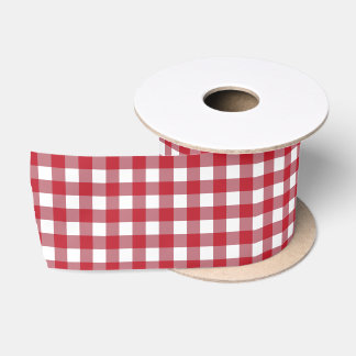 Classic white and red gingham ribbon satin ribbon