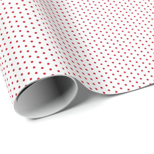 Classic White And Red Tiny Polka Dots Christmas Wrapping Paper
