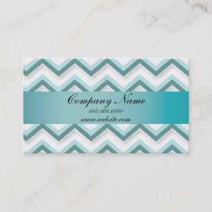 Classic White and Teal Zigzag Pocket 2019 Calendar Business Card