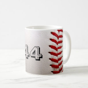 Classic White Baseball with Custom Jersey Number Coffee Mug