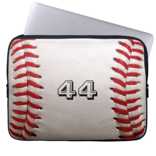 Classic White Baseball with Custom Jersey Number Laptop Sleeve