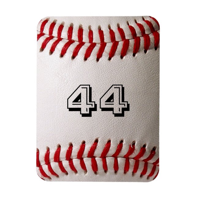 Classic White Baseball with Custom Jersey Number Magnet (Vertical)