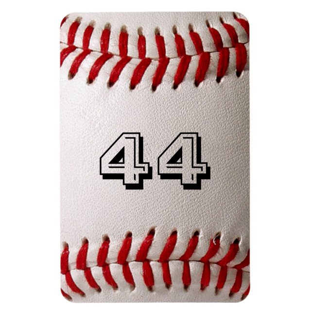 Classic White Baseball with Custom Jersey Number Magnet (Vertical)