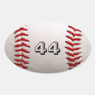 Classic White Baseball with Custom Jersey Number Oval Sticker
