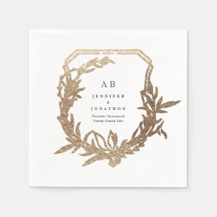 classic white black gold florals wedding napkin