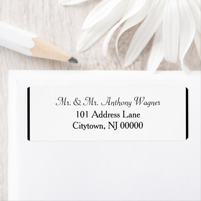 Classic White Black  Wedding Address Labels (Insitu)