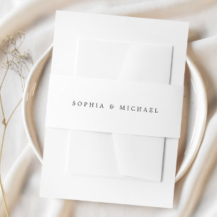 Classic White Black Wedding Invitation Belly Band