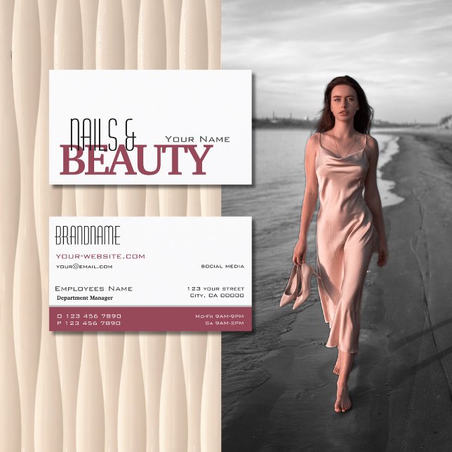 Classic White Burgundy Simple and Professional Business Card (Creator Uploaded)