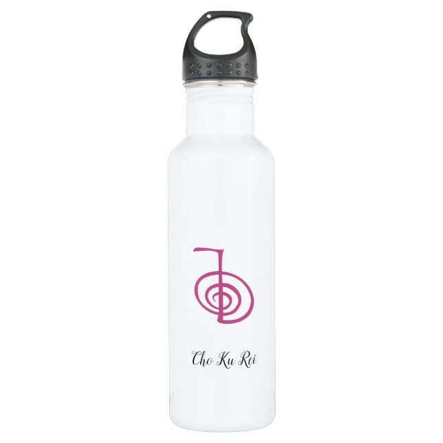 Classic White Cho Ku Rei Reiki Water Bottle (Front)