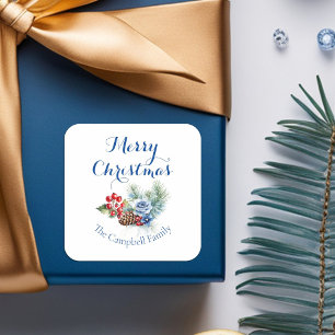 Classic White Christmas Decoration Square Sticker