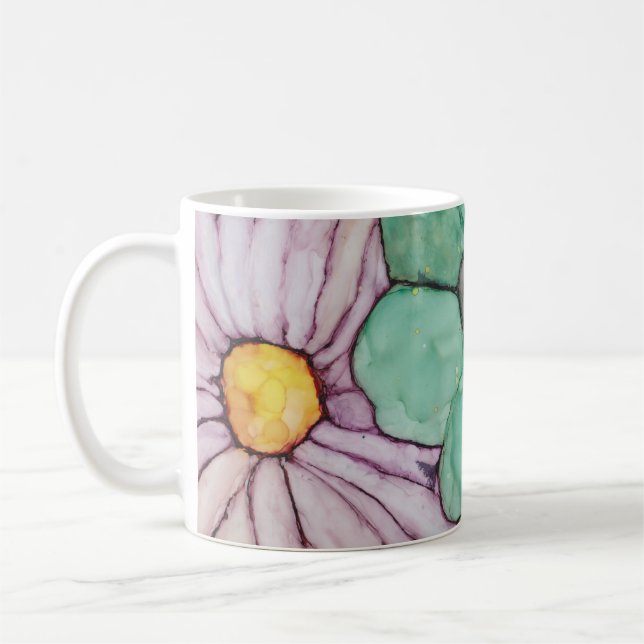 Classic white coffee mug "Flowers Ink 2" (Left)