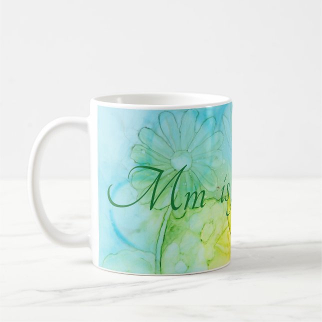 Classic white coffee mug "Flowers Ink 3" (Left)