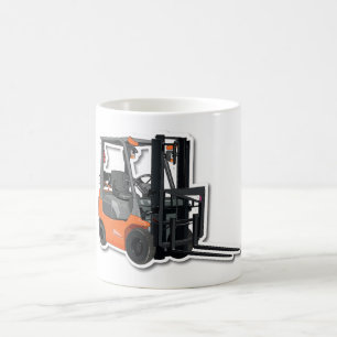 Classic white cup with forklift design